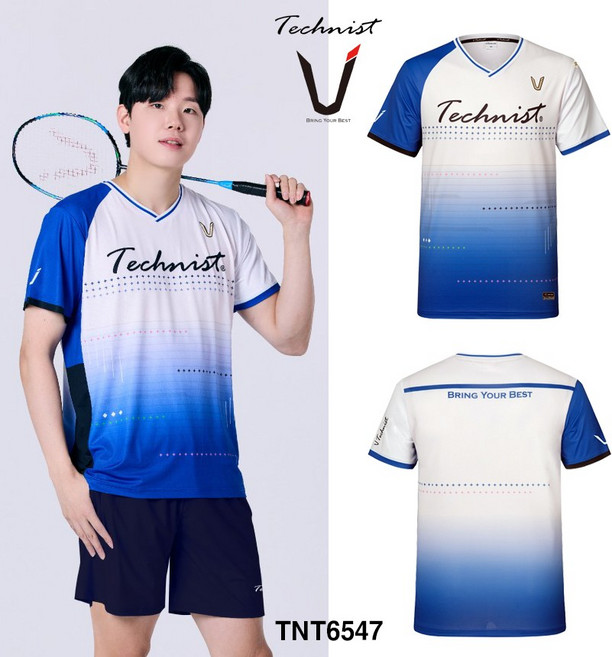 테크니스트 배드민턴 티셔츠 반팔 상의 블루 화이트 TNT6547 남성 여성 경기복