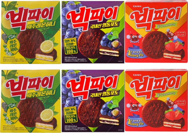 크라운 빅파이 딸기+영동포도+제주레몬, 324g, 2세트
