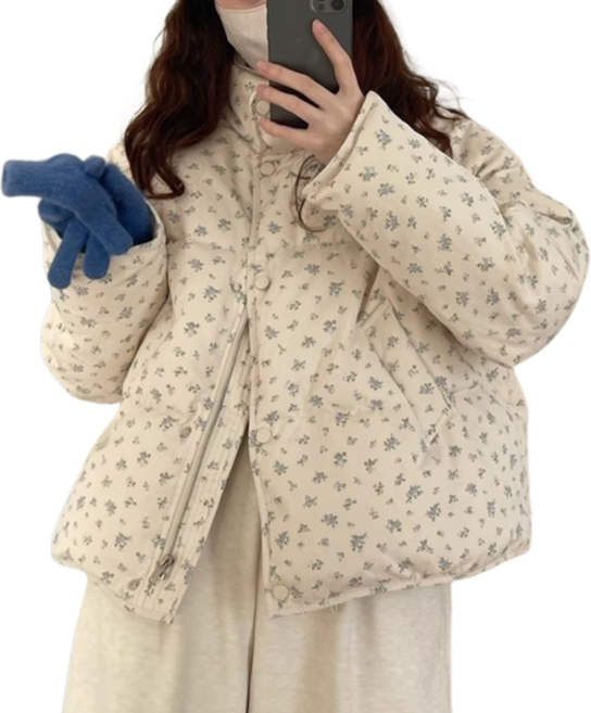 여성용 패딩 점퍼 캐주얼 카라 크롭 아우터 숏 다운 잠바