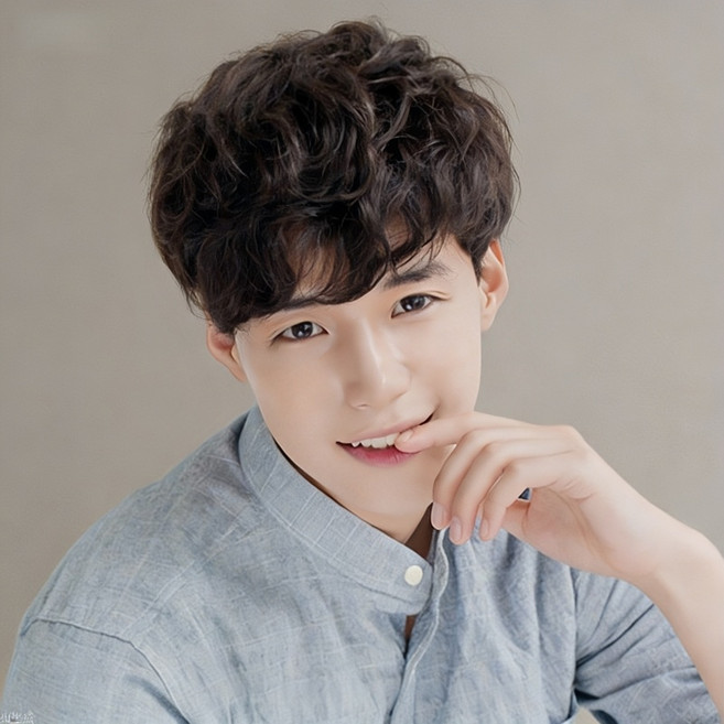 상덕 남성 가발 웨이브 스타일 데일리 착용용, 1개, 자연 블랙