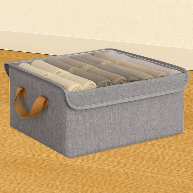 마벨인홈 옷 정리함 이불 수납 투명창 먼지걱정 없는 대용량 패브릭 의류 보관함, 1개, 그레이