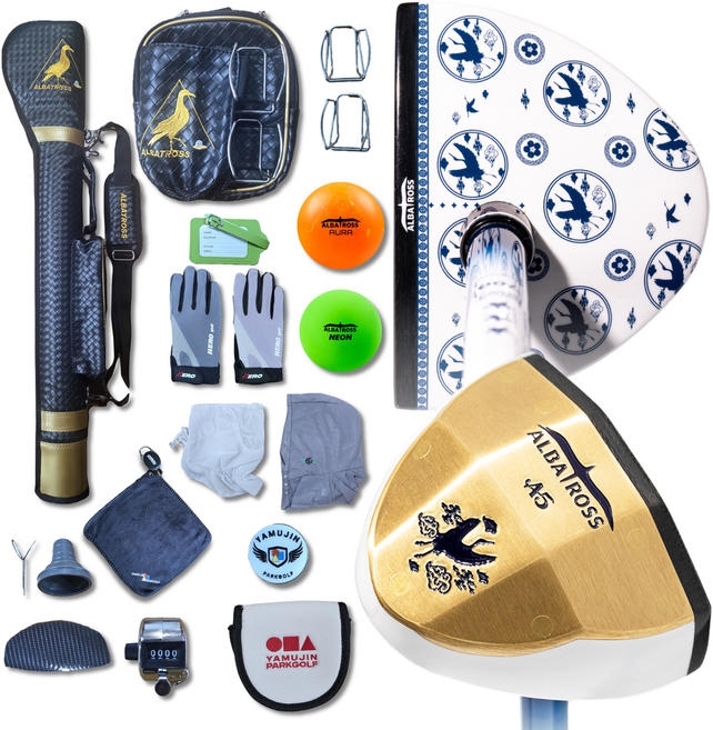 히어로 파크골프채 협회공식인증 국산프리미엄 16종세트, 백자, 골드블랙, S