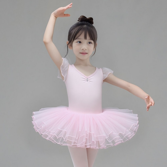 [에스투에이] 국산 유아 다이애나 핑크튜튜 발레복 키즈 여아 어린이 일체형 유아발레복