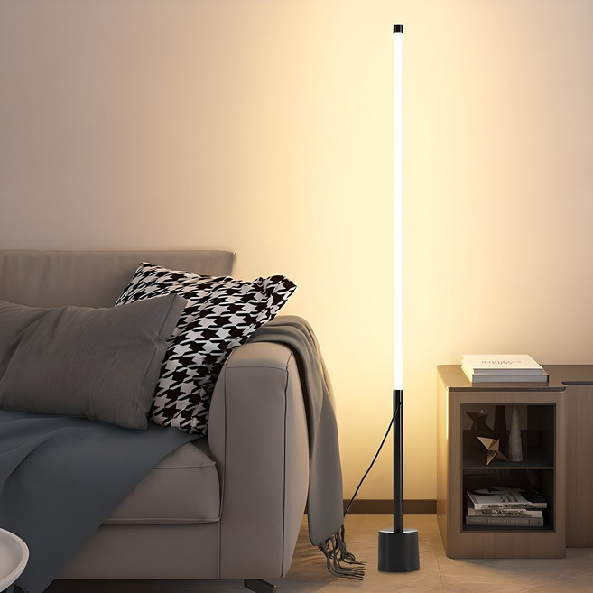 ALLILIO LED 거실 침실 스탠드 조명 심플 창의성 장스탠드 눈보호, 블랙-전구색-10W