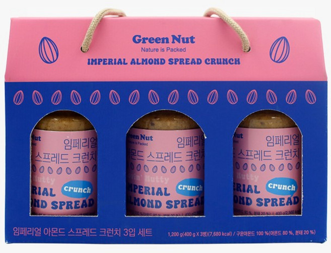 그린너트 임페리얼 아몬드버터 크런치 400g 3입 선물세트, 1개