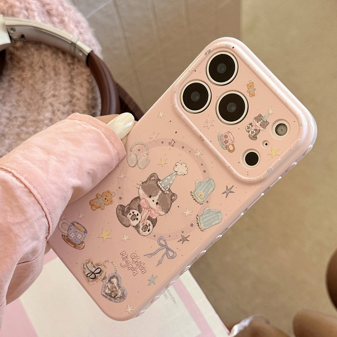 아펙시움 아이폰 15 16 17 프로 프로맥스 휴대폰 멕세이프 지지대 케이스 하트 고양이