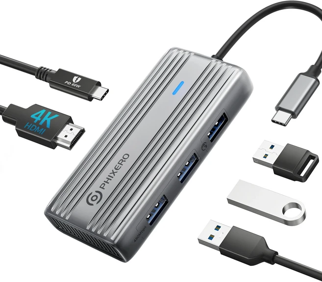 픽세로 도킹 스테이션 USB C 허브 5Gbps 4K HDMI 어댑터 10-in-1 분배기 DP PD 100W 지원) 맥북 프로/에어/, 03 5-30Hz PD60, 02 silver
