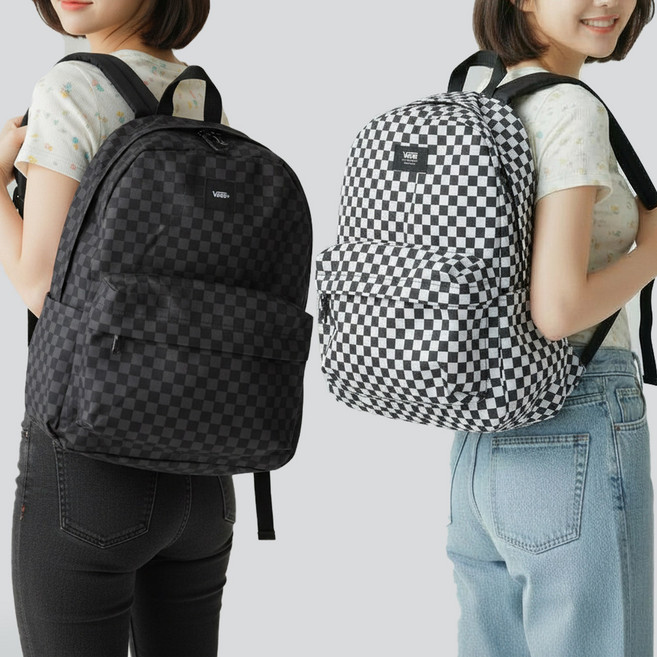 반스 올드스쿨 체커보드 블랙 화이트 커플 백팩 노트북 학원 책가방