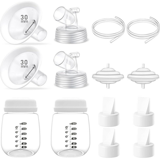 17mm 타원형 소프트 림 플랜지와 스펙트라 S2 S1 9 플러스 SG 메델라 랜시노 펌프용 와이드 마우스 베이스 커넥터가 있는 전체 유방 펌프 부품에는 플랜지 밸브 역류 보호기, Full Set-30mm