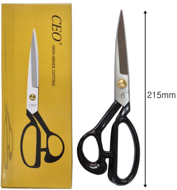 CEO 재단가위 원단가위 재봉 수예 코팅손잡이 (다섯사이즈), 8"(200mm), 1개