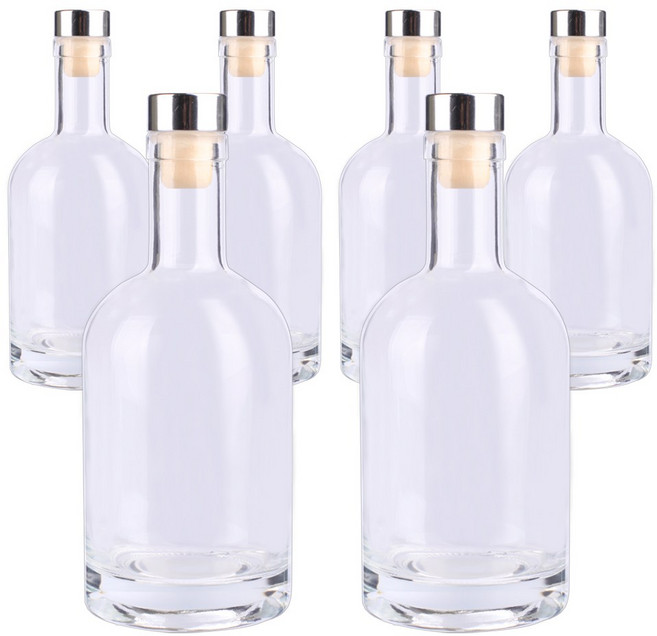 가인글로벌 위스키375 유리병 주류병 더치병 담금주 술병, T형마개(실버), 6개, 375ml