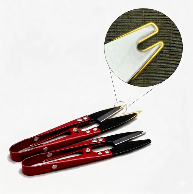 구오빌 다목적 쪽가위 겸 실뜯개 2in1 휴대용 고급 쪽가위 1+1, 2개, 레드