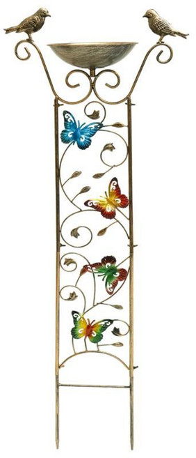 장식용 금속 새 모이통 등반 식재용 격자 목욕통 마당 파티오 야외용 독립형, 1개, 1. Butterfly