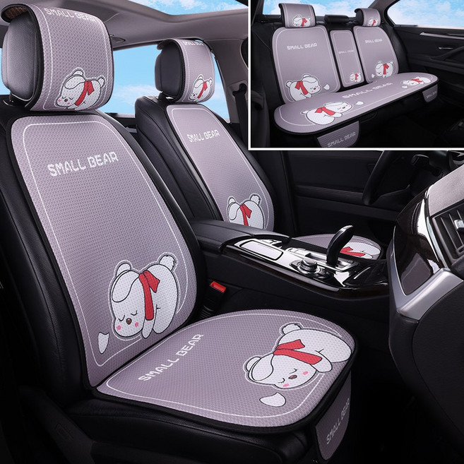 ANYOU 캐릭터 자동차시트커버 사계절 공용 벌집망 프린트 린넨 통기성 3D 원단 12종 세트, 1세트, 그레이