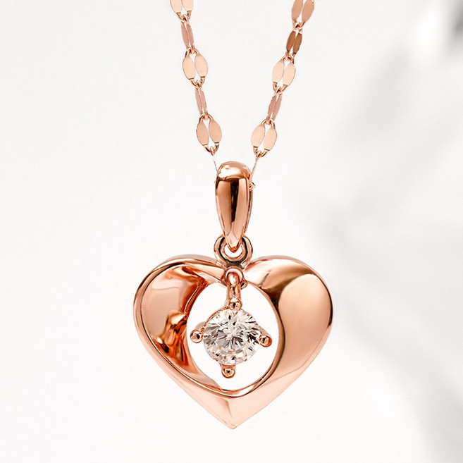 주리에떼 여성용 14K/18K 체인+ 도금 펜던트 모이사나이트 GRA 아리엘 하트 목걸이