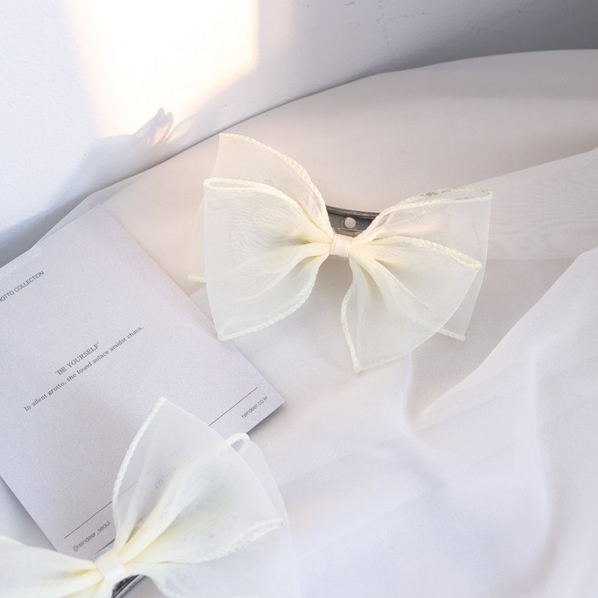 케이트가든 자체제작 쉬폰 리본 커튼집게, 2개, 아이보리