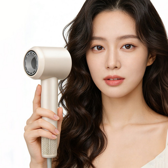 고속 음이온 헤어드라이기 고출력 BLDC 가정용 전문가용 미용실 이발소 초경량 풍속 조절 미니드라이기, 아이보리, 1개