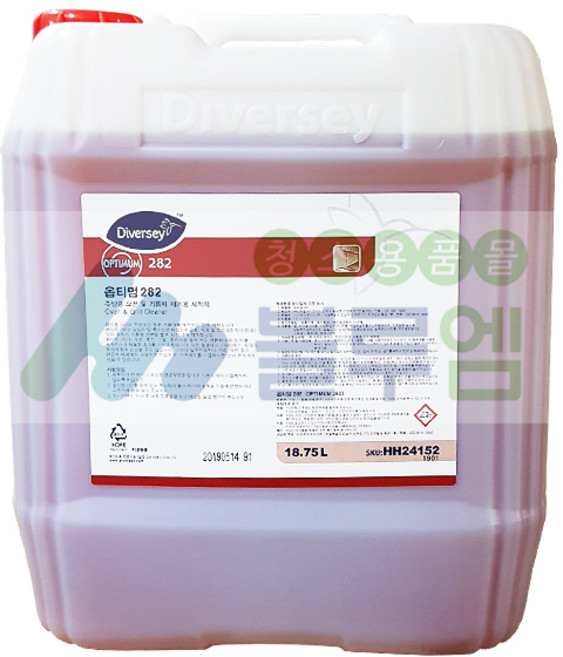 옵티멈282/18.75리터/오븐크리너/주방기름때/위생용품/다이버시, 18L, 1개