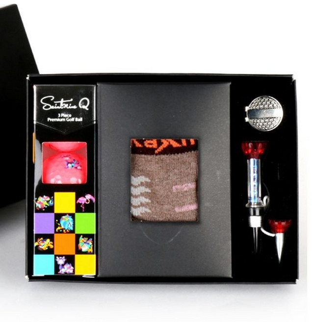 카시야 골프 선물 세트 기프트 양말 3구 B, 1개, 에이밍골프티_화이트홀인원볼마커