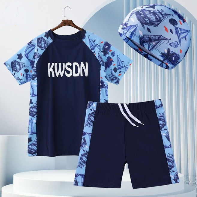 KWSON 男童分體泳衣 兒童大碼泳褲 加肥加大