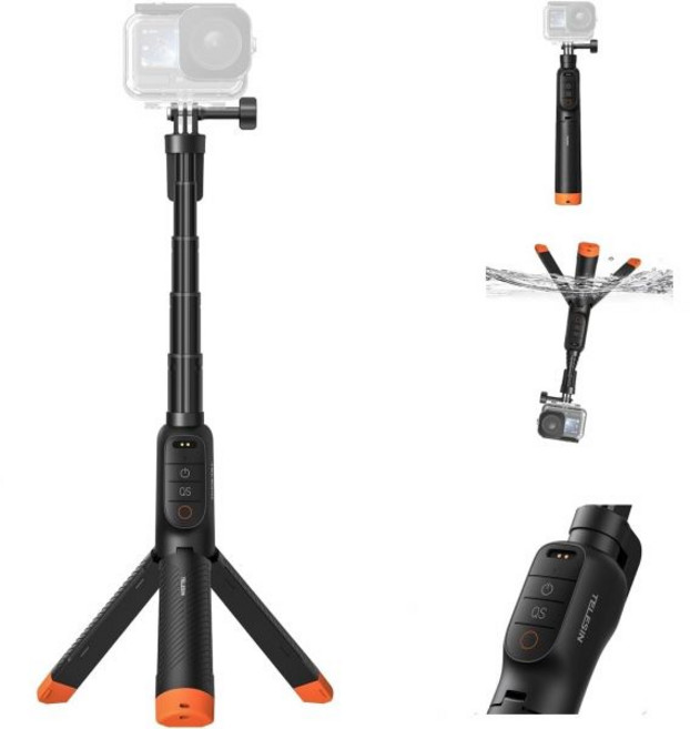 TELESIN 모노포드 셀카봉 삼각대 카메라봉 DJI 오스모 액션 6 5 프로 4용 블루투스 플로팅 시그널 부스터가 장착된 방수 확장형 폴 3-in-1 핸드 그립 서핑 스노클링, FOR DJI 3 in 1 Bluetooth Grip