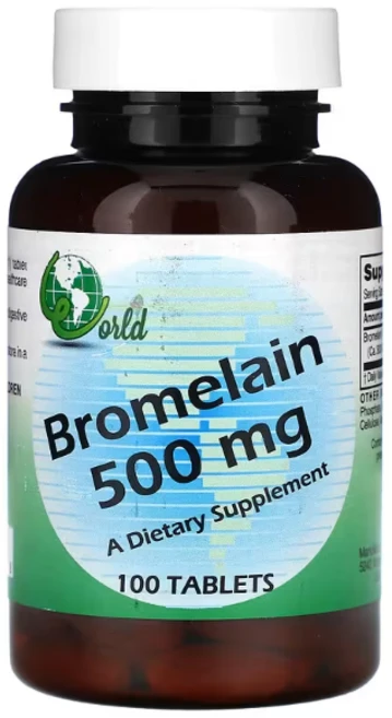 월드오가닉 브로멜라인 500mg 무설탕 타블렛, 1개, 100정 - 쿠팡