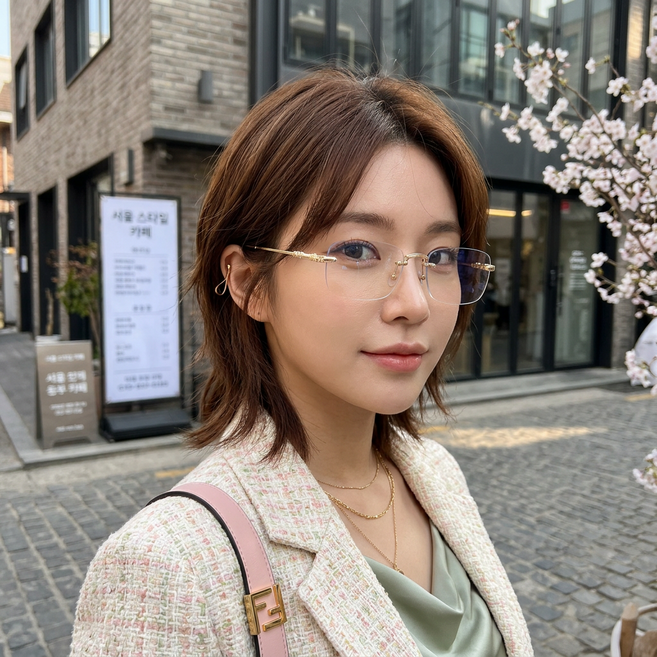 Cyxus 트렌디한 블루라이트 방지 색상 변화 안경 무테