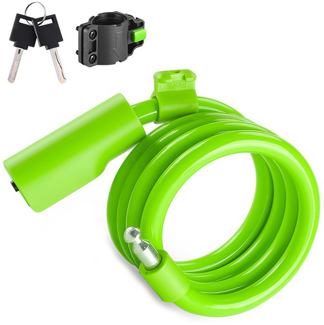 시그니처베이지 자전거 킥보드 열쇠키 자물쇠 와이어 락 도난방지 YPZ100, 1개, 그린