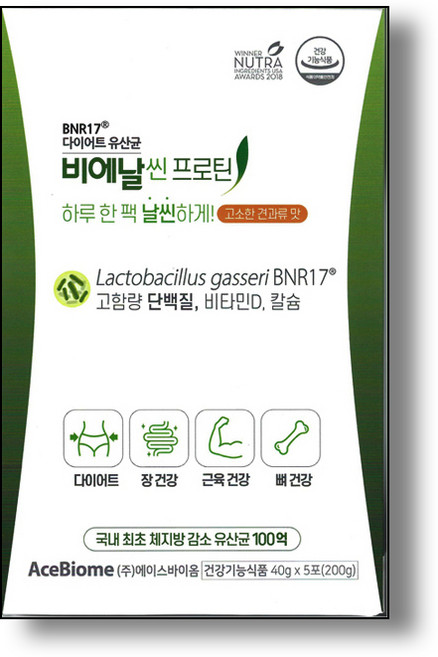 BNR17 비에날씬 유산균 프로틴 체지방 감소 다이어트 김희선 유신균 고함량 단백질 칼슘 장 근육 뼈 건강 락토바실러스 가세리 중년 장년 엄마 어머니 여성 와이프 아내 추천 선물, 200g, 1개