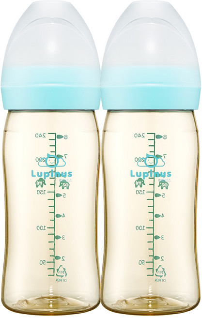 루피너스 PPSU 젖병 240ml 트윈팩 (아쿠아민트) / 2개입 / 국산젖병, 1세트