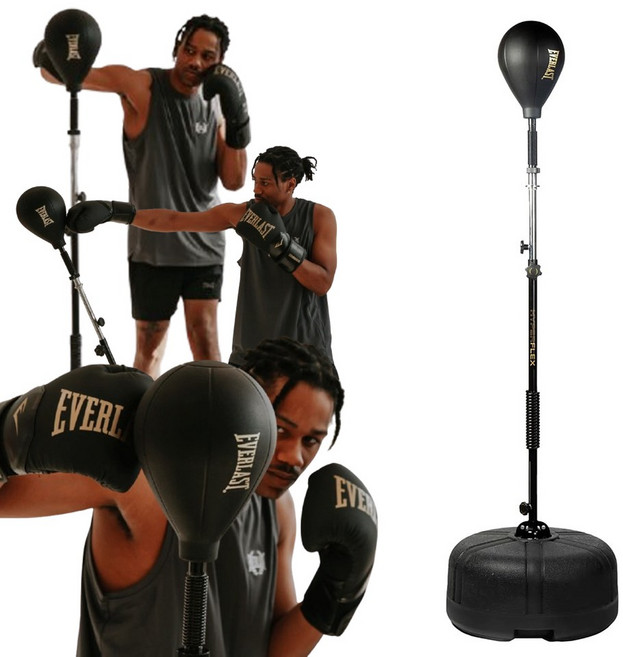 EVERLAST ELITE 하이퍼플렉스 프리스탠딩 복싱 샌드백 스프링 리바운드 트레이닝백 NOW, 블랙N