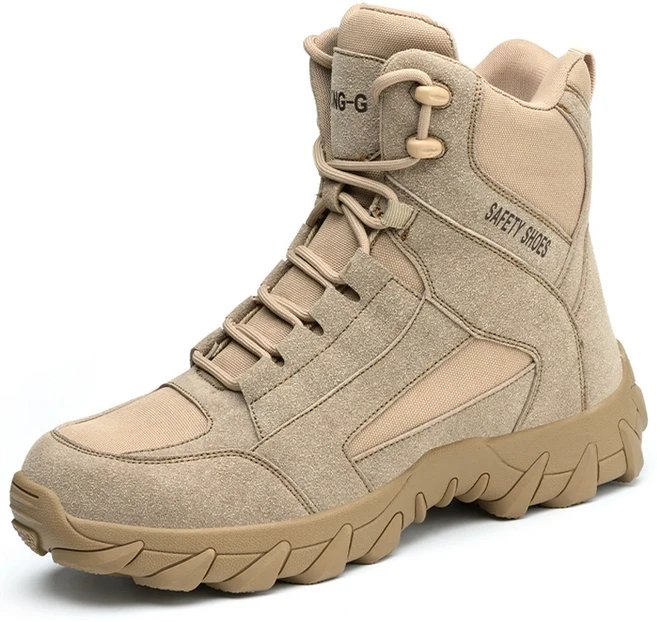 화상 방지 용접 부츠 펑크 안전화 남성용 야외 사막 전술 작업 신발 미끄럼 보호