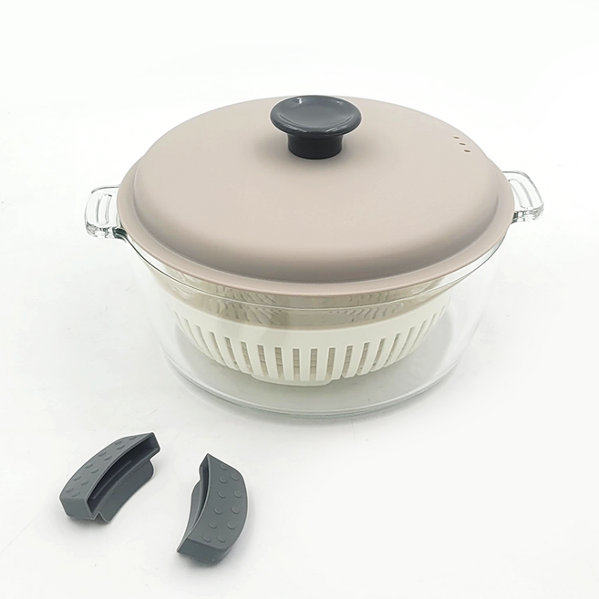 쿠진락 전자렌지 찜기 2.5L (그레이) / 강화유리 용기 오븐 계란찜