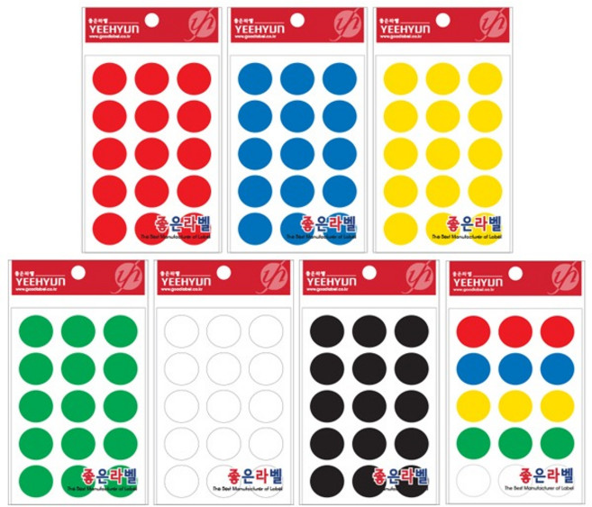 (예현) 칼라 원형스티커 3000 분류용 라벨 25mm 견출지 원스티커, 빨강