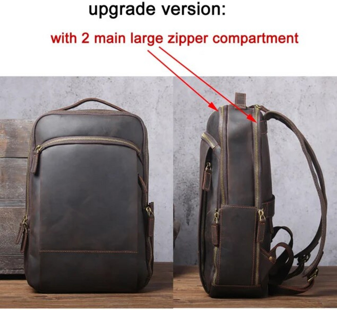 가죽백팩 남성용 빈티지 크레이지 호스 정품 가죽 백팩 노트북 데일리 남성 배낭 여행 하이킹