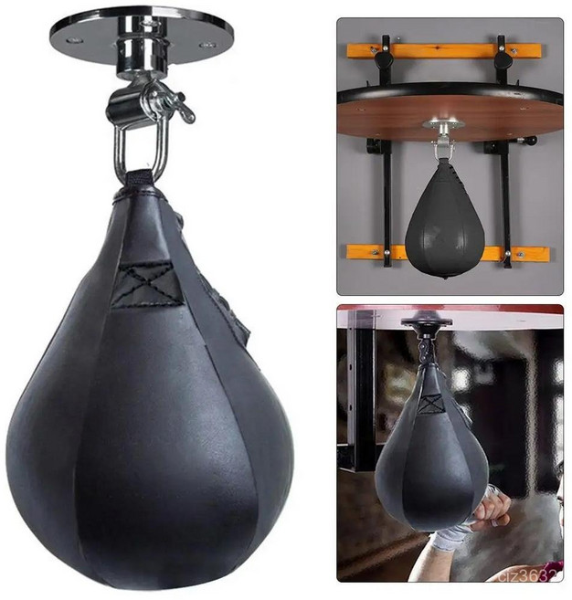 복싱 훈련 스피드백 무거운 짐 작업 가죽 걸이형 회전 펀치 볼, 2.Black × 1개, 1개