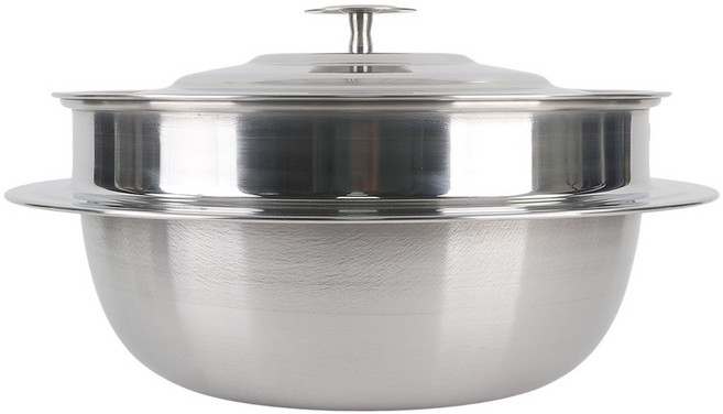 국내산 스텐가마솥 IH 통삼중 업소용 대형 육수 화덕 스텐솥, 1개, 올스텐, 45cm