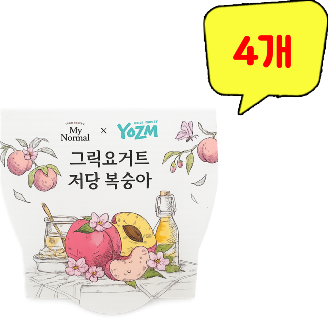 요즘)저당복숭아콩포트그릭요거트, 4개, 130g