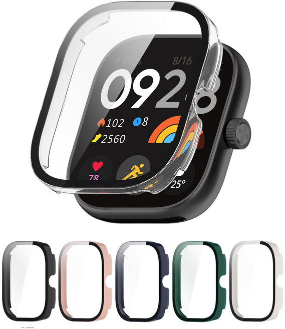 SKENOS 샤오미 레드미워치 강화유리보호필름 보호케이스 RedmiWatch5, 베이지, 1개