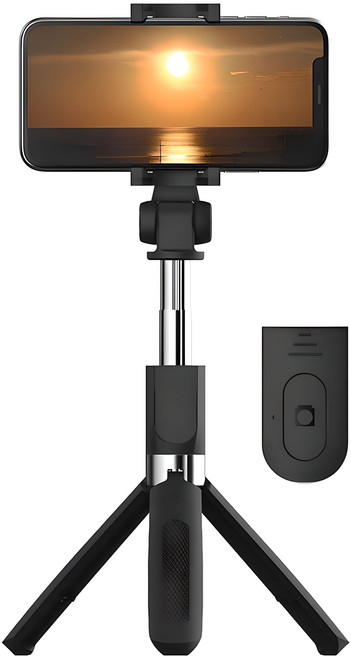 바나다 튤립 블루투스 삼각대 셀카봉, BND-B2RMTC-B03, 블랙, 1개