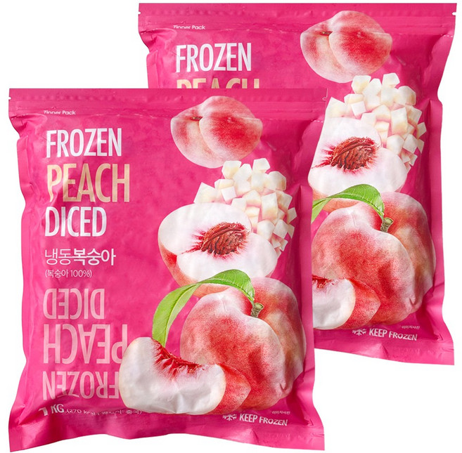 웰루츠 냉동 백도 복숭아 다이스, 2개, 1kg