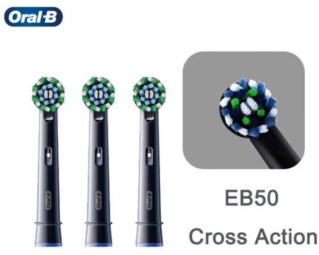구강 B 크로스 액션 교체 전동 칫솔 헤드 리필 얼룩 제거 EB50 브러시 D12 P4000, 1개