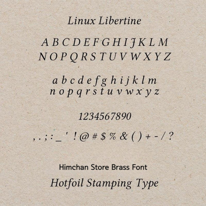 Linux Libertine 황동 폰트 가죽 공예용, Linux 높이 23.5mm 폰트함 포함, 1개