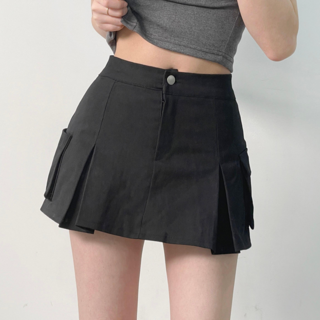 메이 미니 골반 플리츠 스커트 속바지 카고