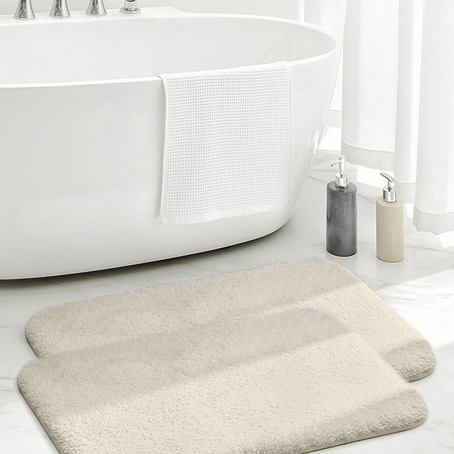 연화삼월 욕실 발매트 주방 현관 아파트 현관매트 자취 필수템 데일리라이크 발매트 베란다매트 화장실매트 메모리폼 발매트, 크림색, 2개