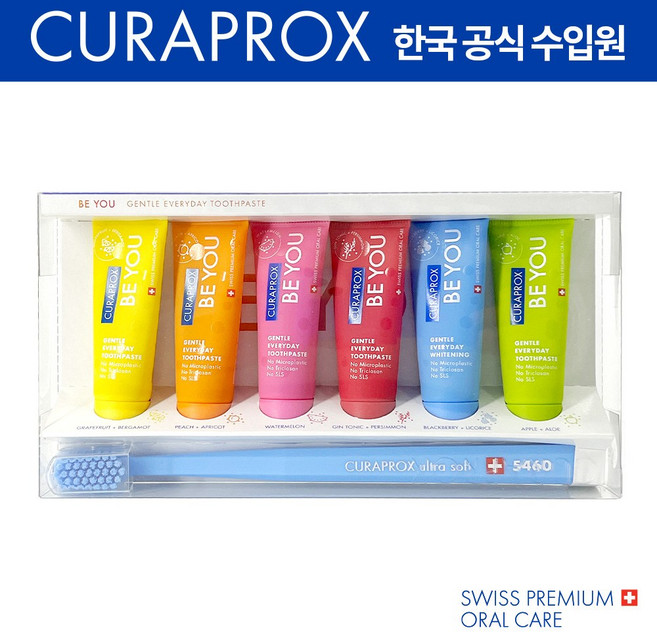 큐라덴 큐라프록스 BEYOU 미니 세트(치약 10ml 6개+CS5460 1개) 불소 잇몸 천연 비건치약, 1세트