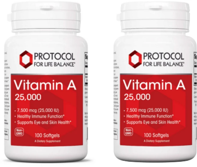 프로토콜 포 라이프 밸런스 비타민A 25000IU 100소프트젤 레티닐팔미테이트, 2개, 100정 - 쿠팡