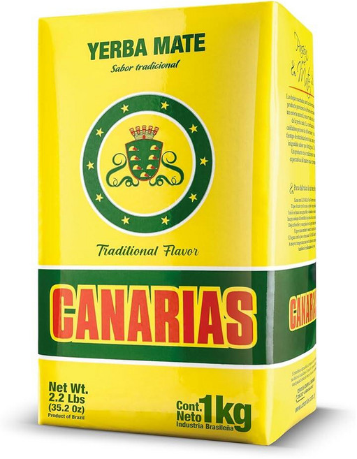 Canarias Yerba Mate 전통 1kg(2.2파운드) - 우루과이 예르바 마테차 - 줄기가 없는 그라운드 리프 (신 팔로) | 강하고 풀 바디 맛, Canarias Yerba Mate 1kg(2.2파운드, 1kg, 1개