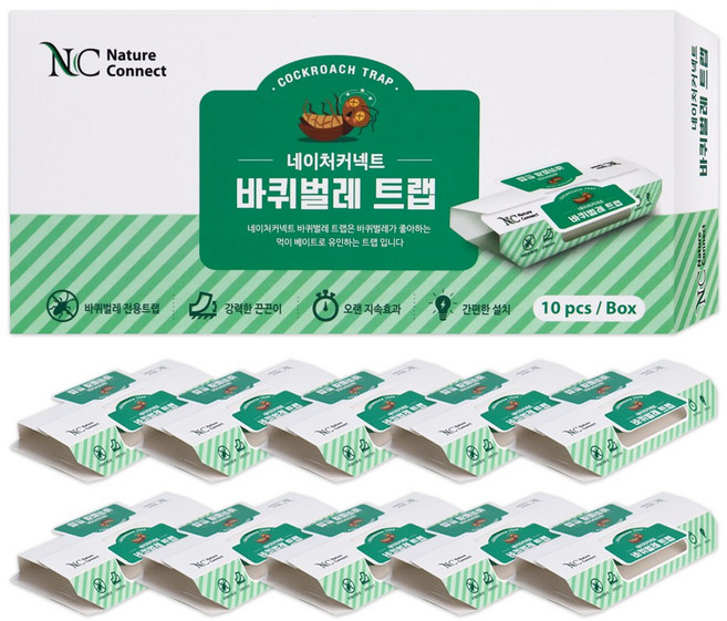 네이처커넥트 바퀴벌레 트랩 10개입 퇴치약 트랩 박멸 퇴치법 먹이 서식지 없애는법, 1개