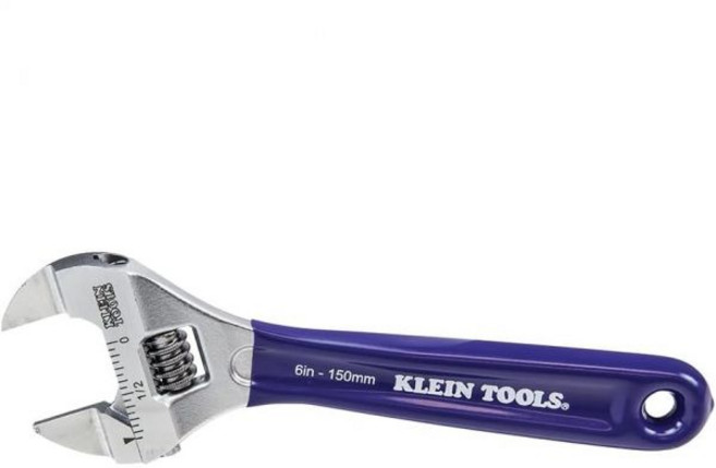 KLEIN TOOLS 몽키스패너 렌치 수공구 클라인 툴스 D86934 조절 가능한 슬림한 턱과 고급 폴란드 크롬 마감으로 제작 6인치, 6-Inch